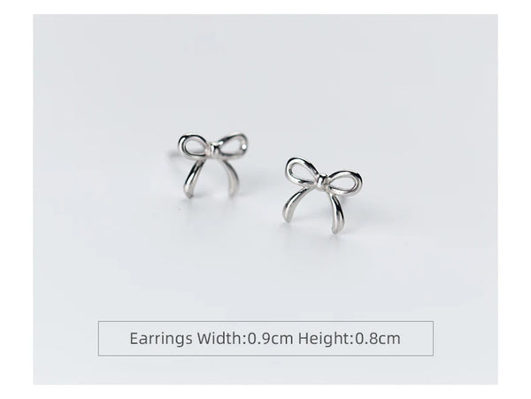 Tiny Simple Bowknot Stud Earrings for Girls-925 Sterling Silver Jewelry