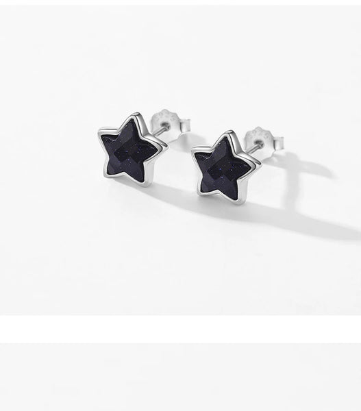 Hot Sale 925 Sterling Silver Natural Aventurine Stars Stud Earrings