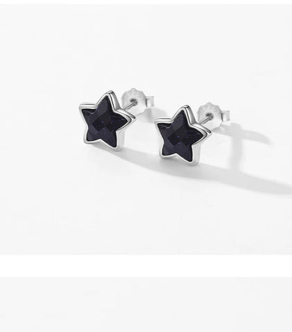 Hot Sale 925 Sterling Silver Natural Aventurine Stars Stud Earrings