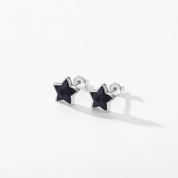 Hot Sale 925 Sterling Silver Natural Aventurine Stars Stud Earrings