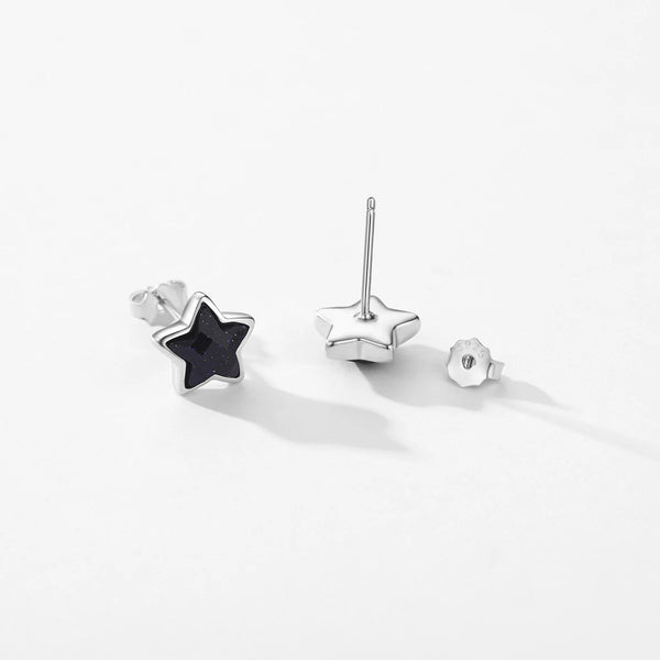 Hot Sale 925 Sterling Silver Natural Aventurine Stars Stud Earrings