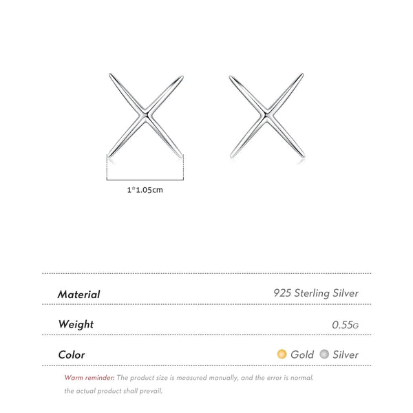 X Lines Minimalist Female Stud Earrings