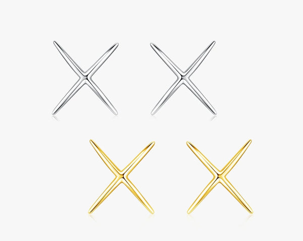 X Lines Minimalist Female Stud Earrings