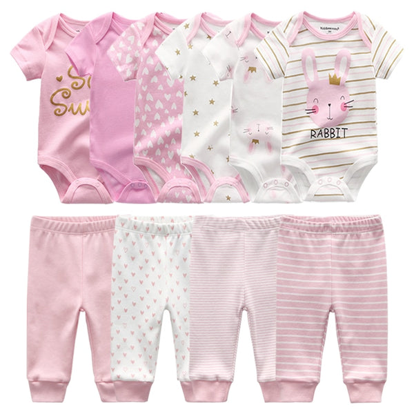 6pcs Bodysuit+4pcs Pants Outfit Toddler