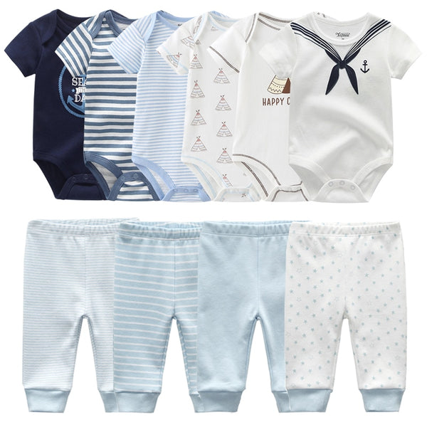 6pcs Bodysuit+4pcs Pants Outfit Toddler