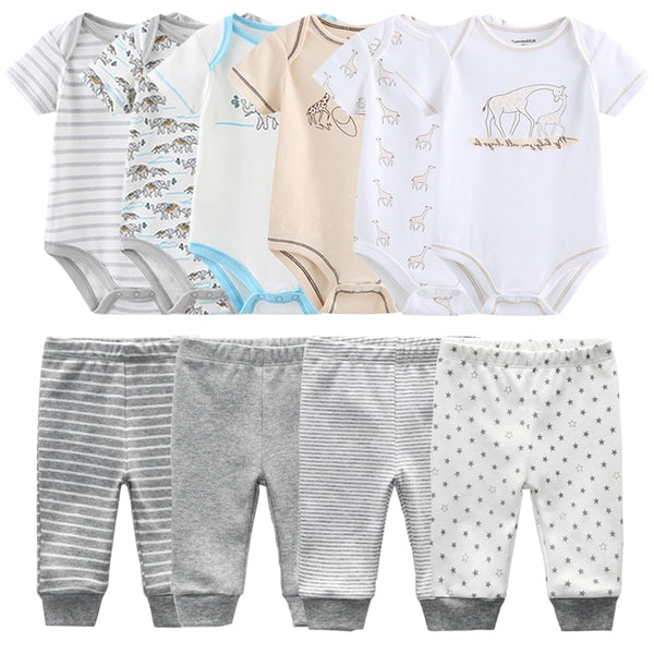 6pcs Bodysuit+4pcs Pants Outfit Toddler