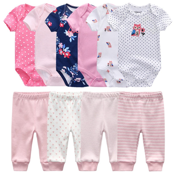 6pcs Bodysuit+4pcs Pants Outfit Toddler