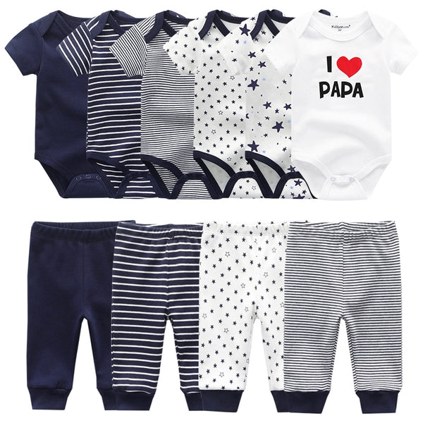 6pcs Bodysuit+4pcs Pants Outfit Toddler