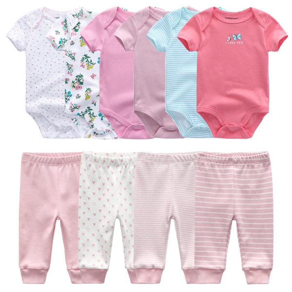 6pcs Bodysuit+4pcs Pants Outfit Toddler