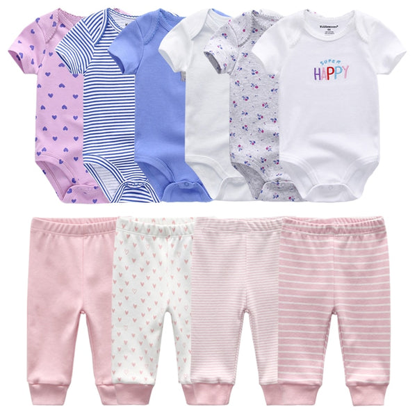 6pcs Bodysuit+4pcs Pants Outfit Toddler