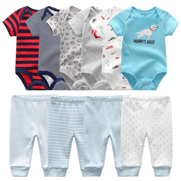 6pcs Bodysuit+4pcs Pants Outfit Toddler