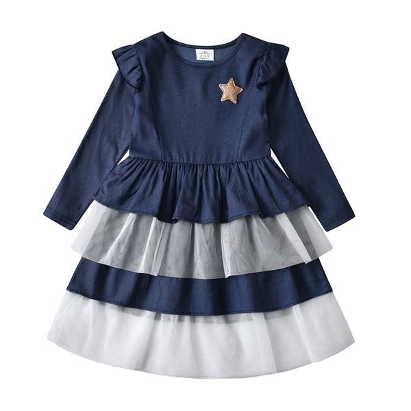 Girls Dress Mesh Layer