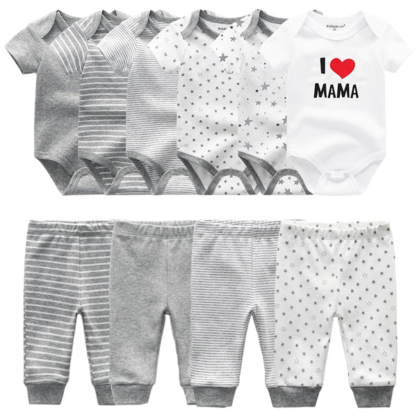 6pcs Bodysuit+4pcs Pants Outfit Toddler