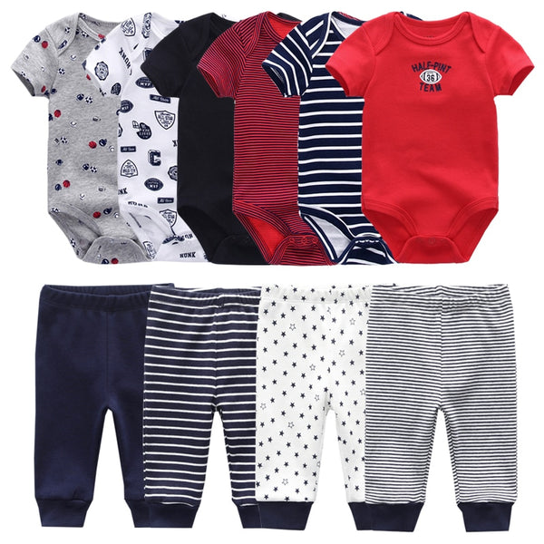 6pcs Bodysuit+4pcs Pants Outfit Toddler