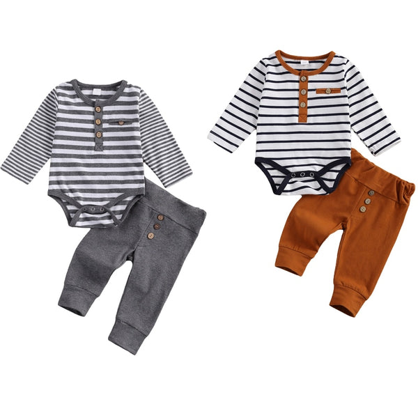 Long Sleeve Stripe Romper & Trousers