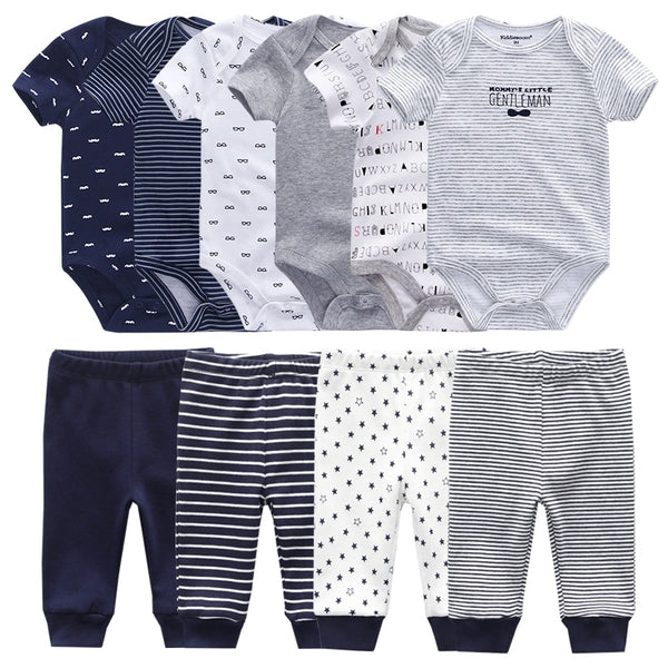 6pcs Bodysuit+4pcs Pants Outfit Toddler