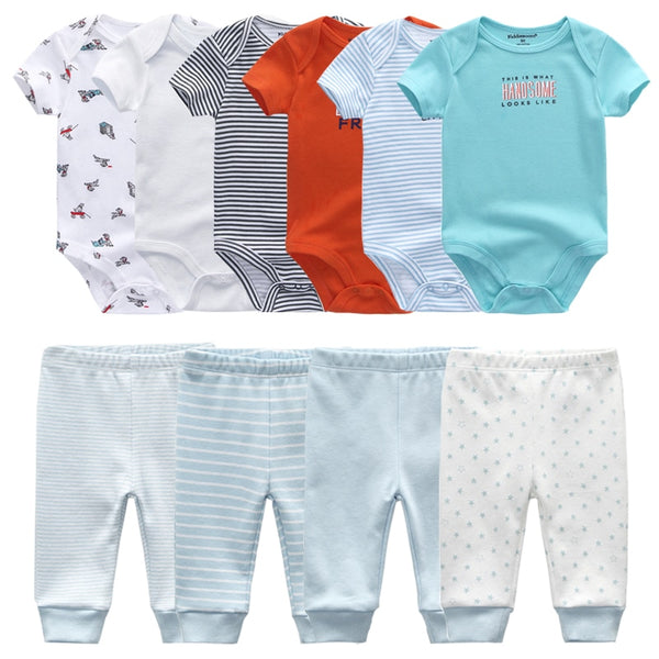 6pcs Bodysuit+4pcs Pants Outfit Toddler