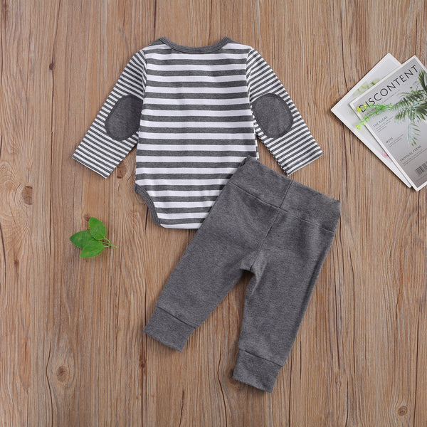 Long Sleeve Stripe Romper & Trousers