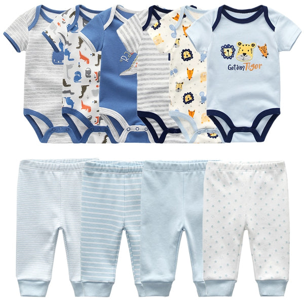 6pcs Bodysuit+4pcs Pants Outfit Toddler