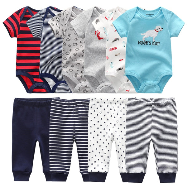 6pcs Bodysuit+4pcs Pants Outfit Toddler