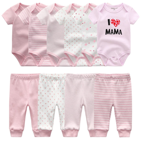 6pcs Bodysuit+4pcs Pants Outfit Toddler