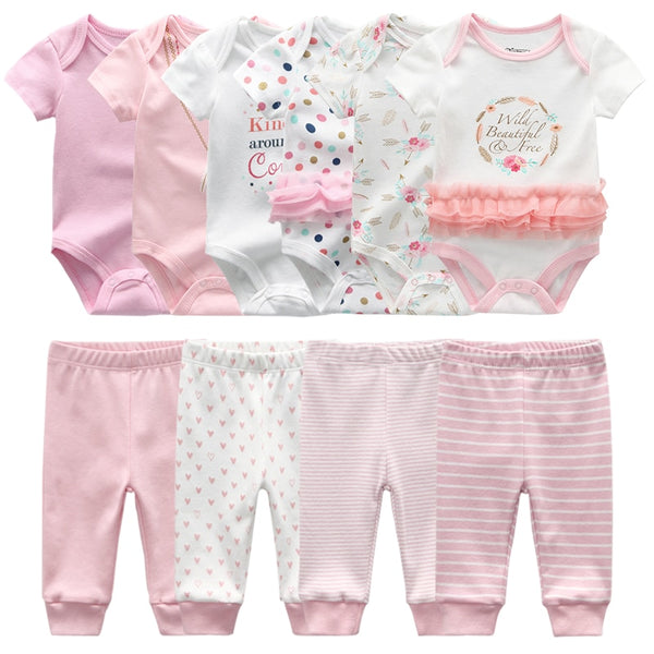 6pcs Bodysuit+4pcs Pants Outfit Toddler