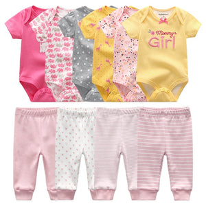 6pcs Bodysuit+4pcs Pants Outfit Toddler