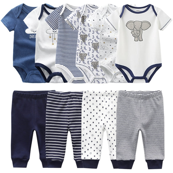 6pcs Bodysuit+4pcs Pants Outfit Toddler