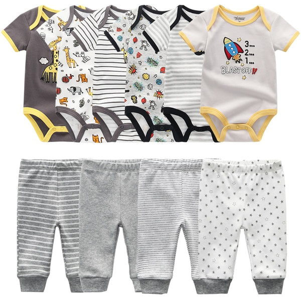 6pcs Bodysuit+4pcs Pants Outfit Toddler