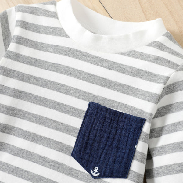 Cotton Long-sleeve Striped Pullover Sets (3 pcs)