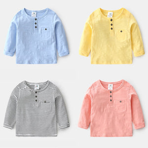 Solid Color Soft Cotton Long Sleeve T-shirt