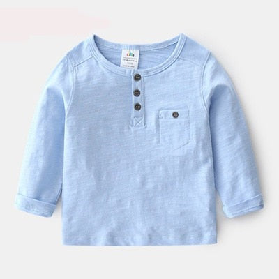 Solid Color Soft Cotton Long Sleeve T-shirt