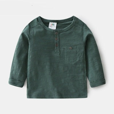 Solid Color Soft Cotton Long Sleeve T-shirt