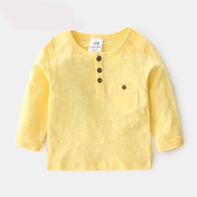 Solid Color Soft Cotton Long Sleeve T-shirt