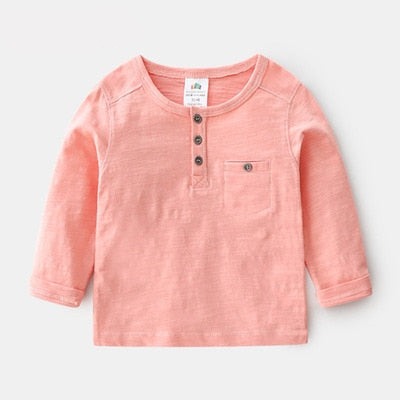 Solid Color Soft Cotton Long Sleeve T-shirt