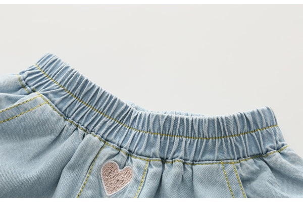 Embroidery Lovely Cotton Denim Skirt With Pocket