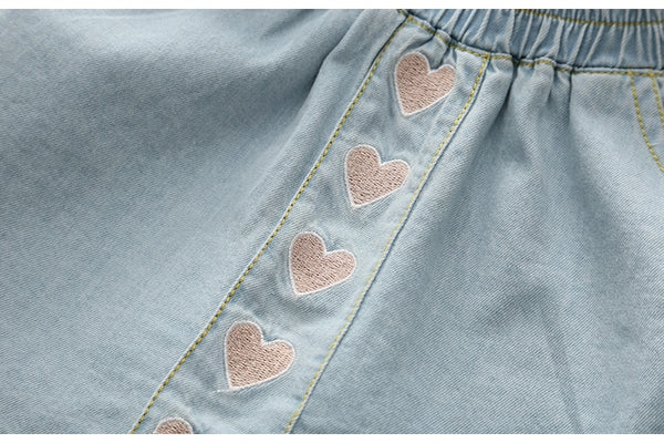 Embroidery Lovely Cotton Denim Skirt With Pocket