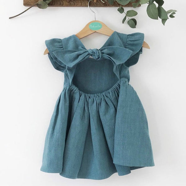 Dress Flying Sleeve Cotton Linen