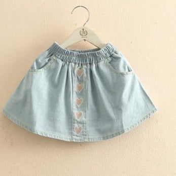 Embroidery Lovely Cotton Denim Skirt With Pocket