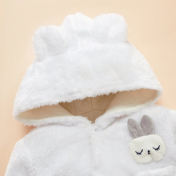 New Arrival Winter Baby Solid Fleece Rabbit Hooded