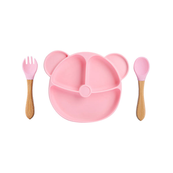 Silicone Dining Plate w/Spoon & Fork (1Set )