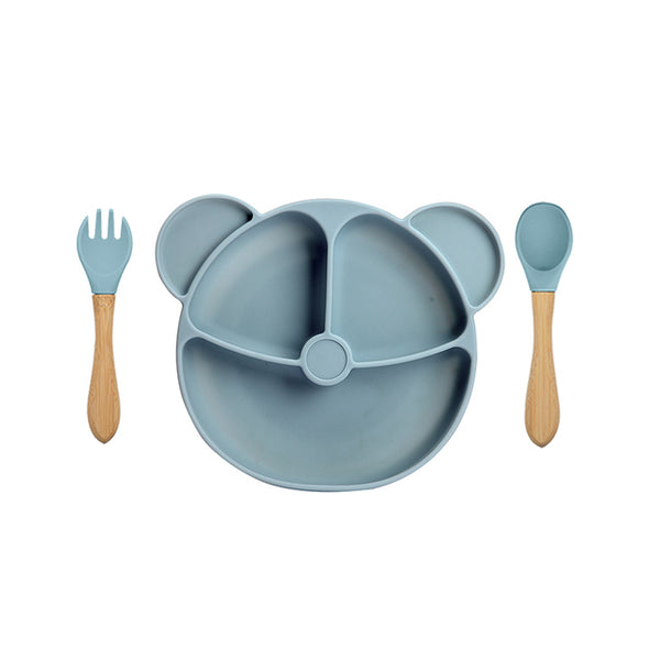 Silicone Dining Plate w/Spoon & Fork (1Set )