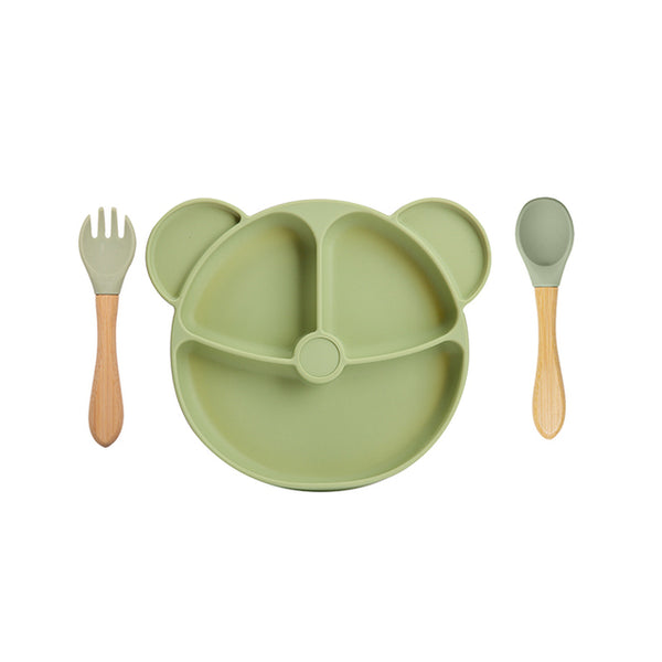 Silicone Dining Plate w/Spoon & Fork (1Set )