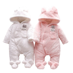 New Arrival Winter Baby Solid Fleece Rabbit Hooded