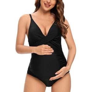 One Piece Front Cross V-Neck Pregnancy Swimwear