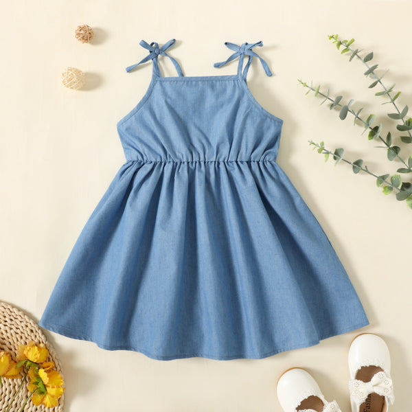 Ruffled Sleeveless Denim Dress