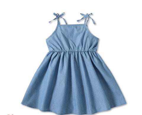 Ruffled Sleeveless Denim Dress